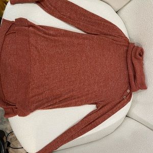 Terracotta cowl-neck sweater